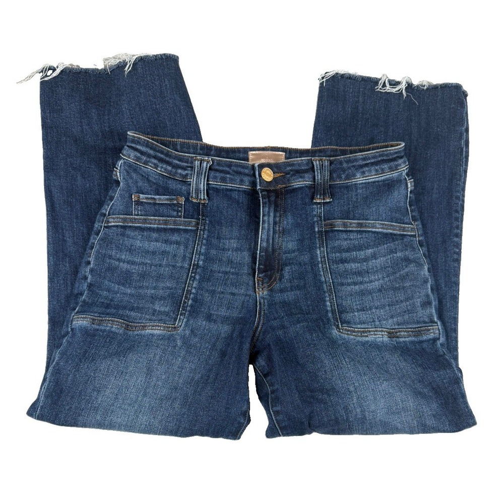KUT From The Kloth Kelsey Jeans Womens 12 High Rise Flare Raw Hem Stretch